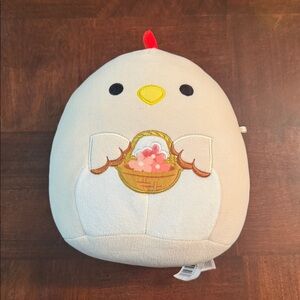 7.5" Todd The Rooster Squishmallows Holding a Basket with Floral Pattern